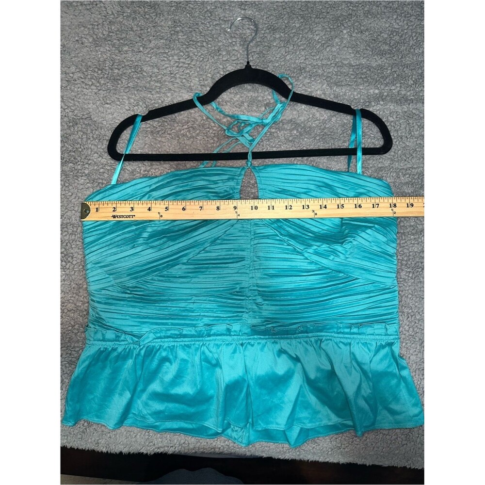 White House Black Market Poplin Keyhole Bustier Top SZ 16 Back Zipper Color Blue - Picture 8 of 11